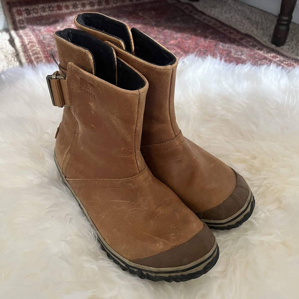 Sorel Pullon Slimboot Shortie Womens 6 Brown Leather